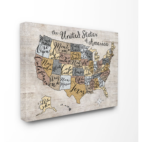Stupell Industries The Kids Room United States Map Typography Wrapped