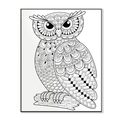 DIY Coloring Wall Plaque Wise Owl on a Log Graphic Art | Wayfair