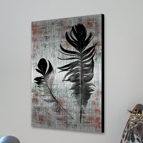 Birds & Butterflies Black Feathers Painting Print by ParvezTaj