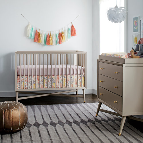 DwellStudio MidCentury Convertible Crib in French Grey & Reviews Wayfair