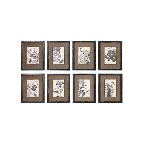 Wood and MDF Botanical with Burlap Picture Frame Set by Creative Co Op