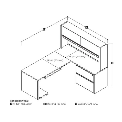 Bestar Connexion Computer Desk with Pedestal