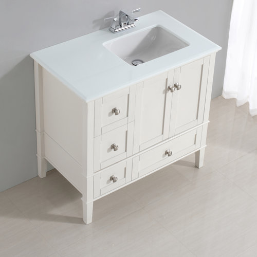 Simpli Home Chelsea 37" Single Right Offset Bath Vanity Set & Reviews