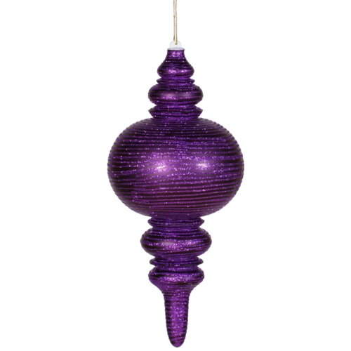 13" Large Purple Matte Glitter Swirl Shatterproof Finial Christmas Ornament | Wayfair