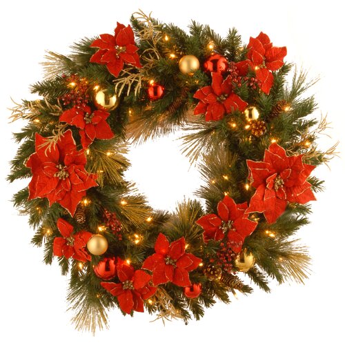 National Tree Co. Pre Lit Home Spun Wreath