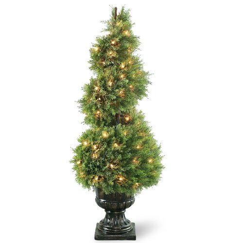 National Tree Co. Pre Lit Juniper Spiral Topiary in Urn