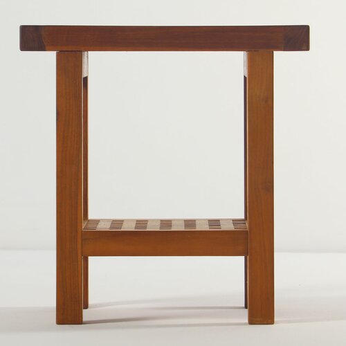 Aqua Teak Grate Teak Shower Stool With Shelf