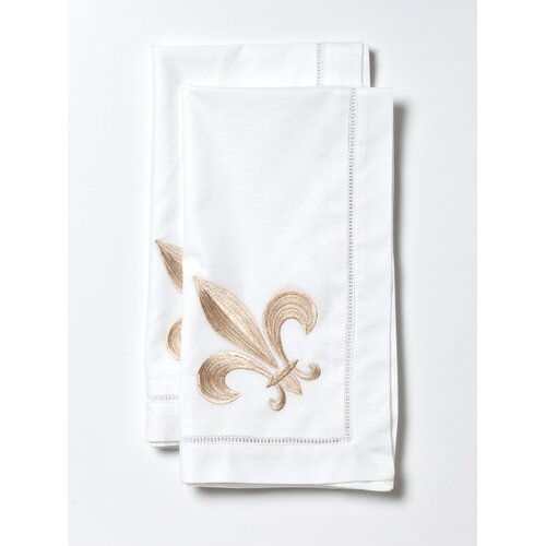 Fleur de lis Embroidered Dinner Napkin by Jacaranda Living