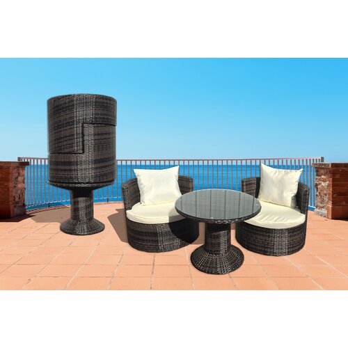 Deeco Geo Vino 3 Piece Seating Group with Cushions