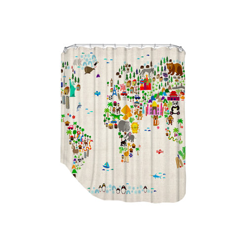 Americanflat World Animal Map Shower Curtain & Reviews Wayfair