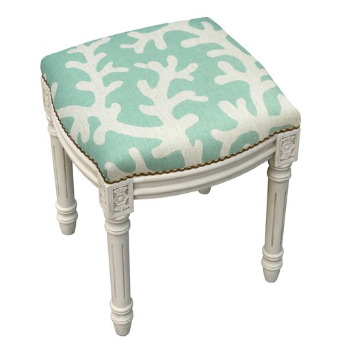 123 Creations Coastal Linen Upholstered Vanity Stool