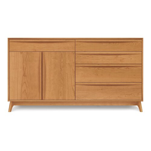 Catalina 4 Drawers on Right Buffet with Hutch by Copeland Furniture