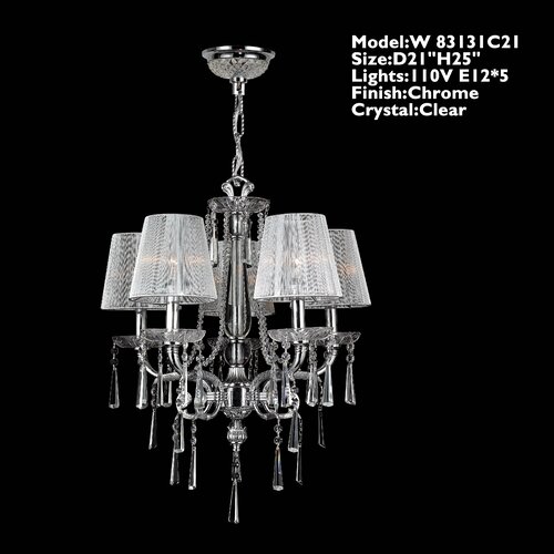 Worldwide Lighting Orleans 5 Light Crystal Chandelier