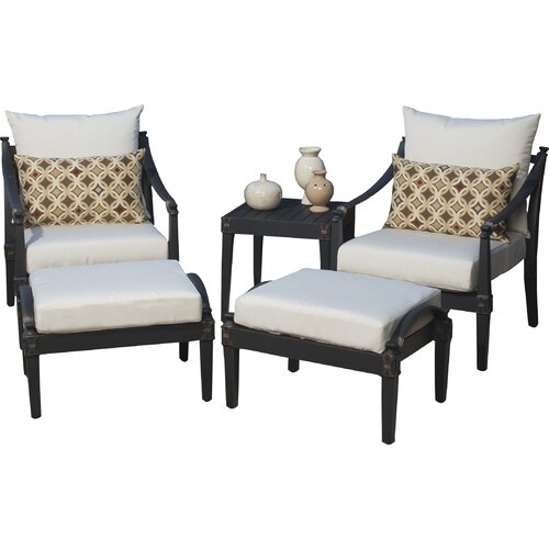 RST Brands Outdoor Astoria 5 Piece Deep Seating Group with Cushions ...