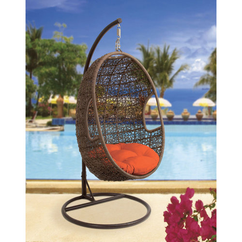 Rattan Pod Swing Chair with Cushion | Wayfair