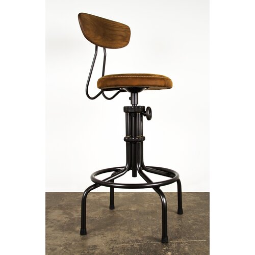 Buck Adjustable Height Swivel Bar Stool with Cushion