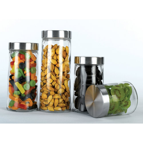 EuroWare 4 Piece Glass Plain Canister Set & Reviews Wayfair