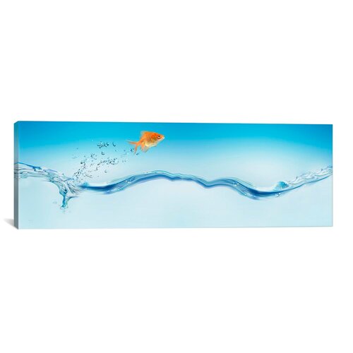 iCanvas Panoramic Goldfish Jumping out of Water Photographic Print on