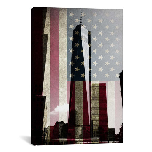 Flags New York Freedom Tower Graphic Art on Canvas | Wayfair