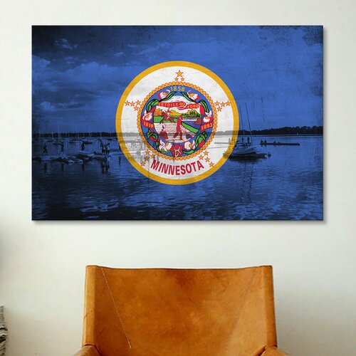 Minnesota Flag, Grunge Lake Graphic Art on Canvas by iCanvas