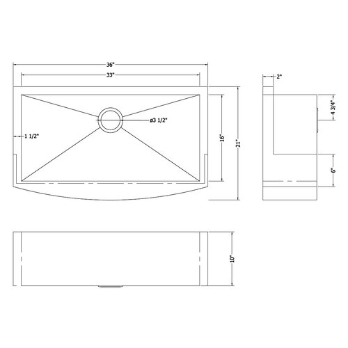 Verona 36 x 21 Apron Front Single Bowl Kitchen Sink