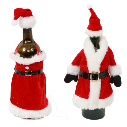 Piece Mr. and Mrs.Claus Bottle Topper Set