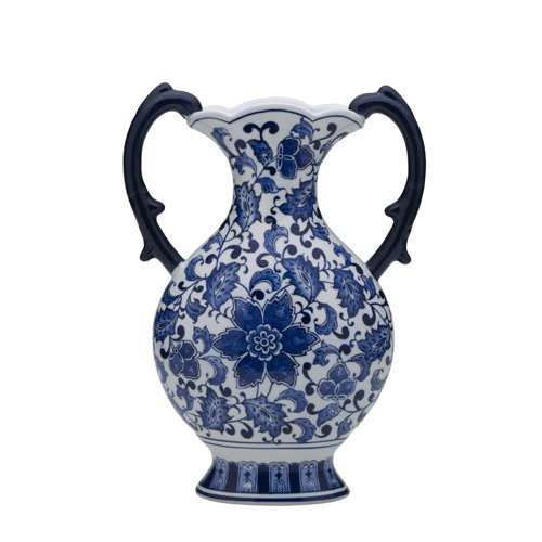 Blue And White Ceramic Vase With Handle Wayfair
