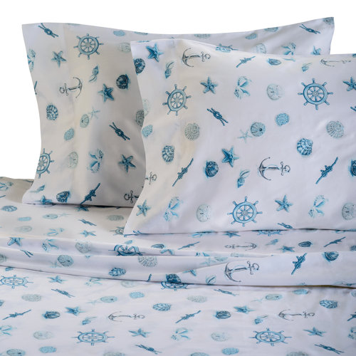 Panama Jack Nautical 300 Thread Count Cotton Sheet Set & Reviews Wayfair