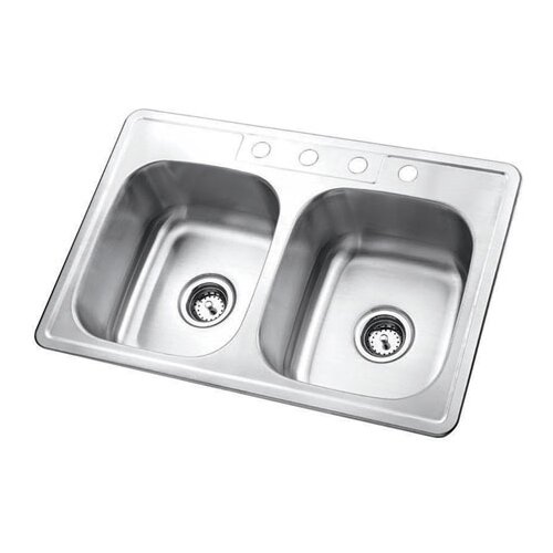 Studio 22 x 33 Gourmetier Self Rimming Double Bowl Kitchen Sink by