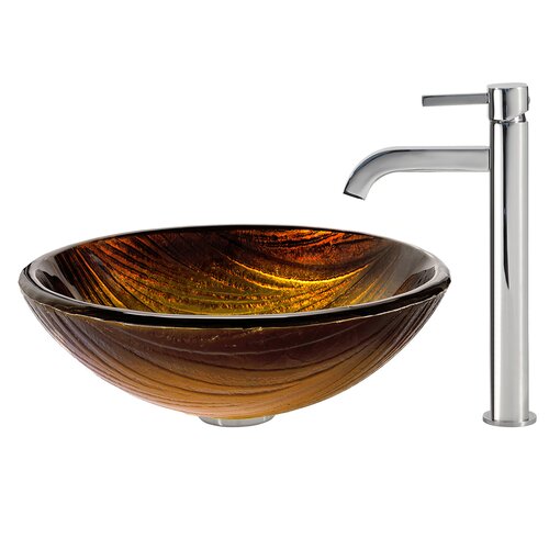 Midas Glass Vessel Sink with Ramus Faucet