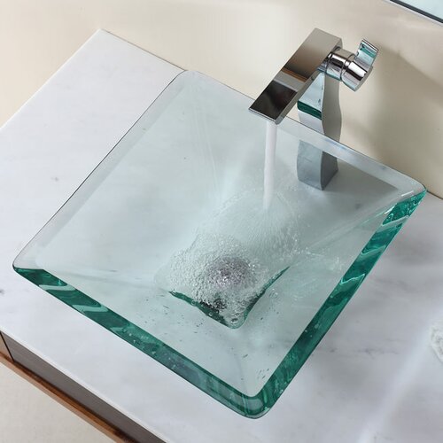 Bathroom Combos Aquamarine Glass Vessel Bathroom Sink with Single