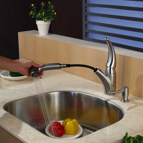 Kraus One Handle Single Hole Kitchen Faucet with Lever Handle and Soap