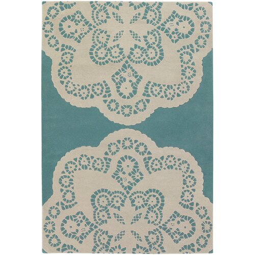 Chandra Rugs Thomaspaul Patterned Designer Aqua/Cream Area Rug