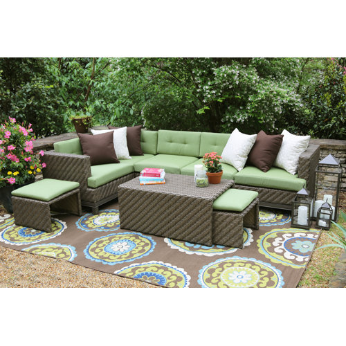 AE Outdoor Hampton 8 Piece Sectional Seating Group with Cushions
