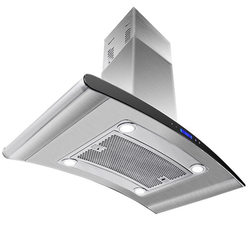 AKDY 36 870 CFM Convertible Island Range Hood in Silver