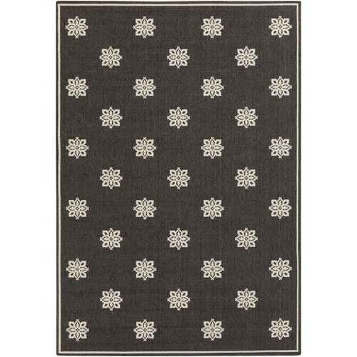 Surya Alfresco Black/Ivory Damask Area Rug