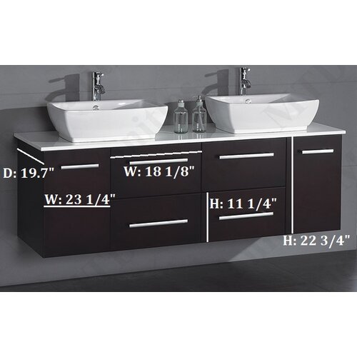 MTD Vanities Nepal 63 Floating Double Bathroom Vanity Set with Mirror