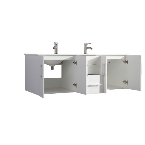 Nepal 60" Double Sink Bathroom Vanity Set with Mirror Wayfair