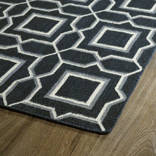 Glam Black Geometric Area Rug 