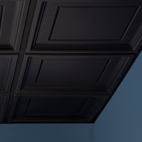 Icon Coffer 2 ft. x 2 ft. PVC Lay In Ceiling Tile in Black by Genesis