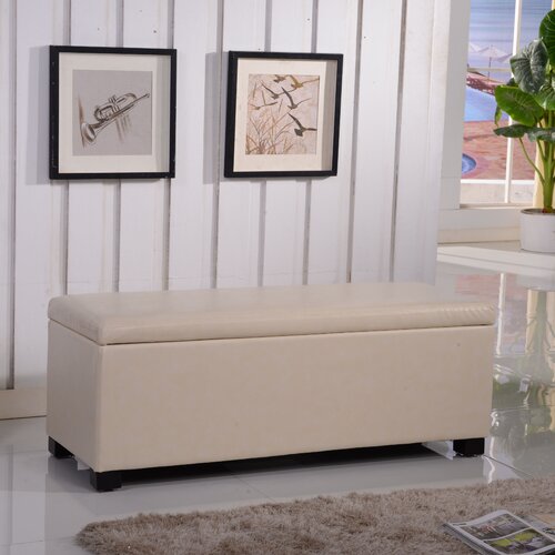 Classic Leather Storage Entryway Bench by Bellasario Collection