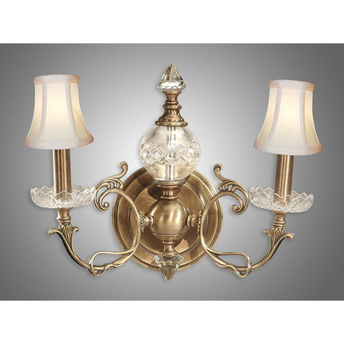 Crystal 2 Light Wall Sconce with Fabric Shades Wayfair