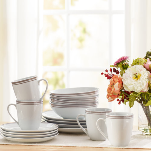 Wayfair Basics Wayfair Basics 16 Piece Striped Dinnerware Set & Reviews
