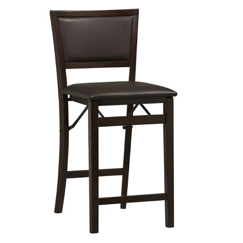 Charlton Home Fynderne 24 Bar Stool with Cushion in Dark Brown