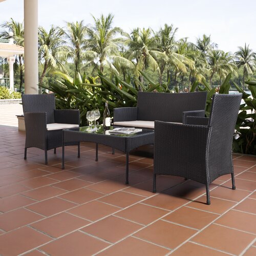 Brayden Studio Bentz Outdoor 4 Piece Conversation Set with Cushions