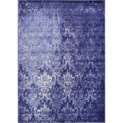 Damask Light Blue Area Rug Wayfair