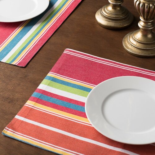 Linen Tablecloth Sunset-Striped Placemat & Reviews | Wayfair