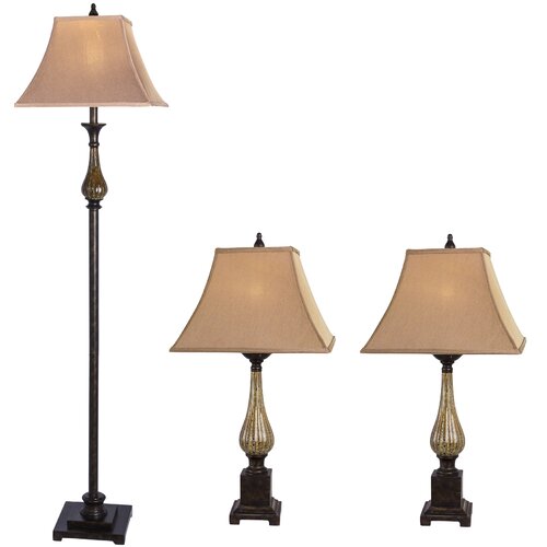 Fangio Lighting Martin Richard 3 Piece Table and Floor Lamp Set