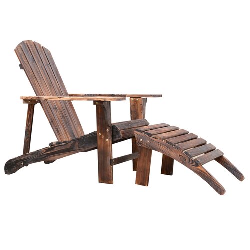 Outsunny Wooden Adirondack Outdoor Patio Lounge Chair ...