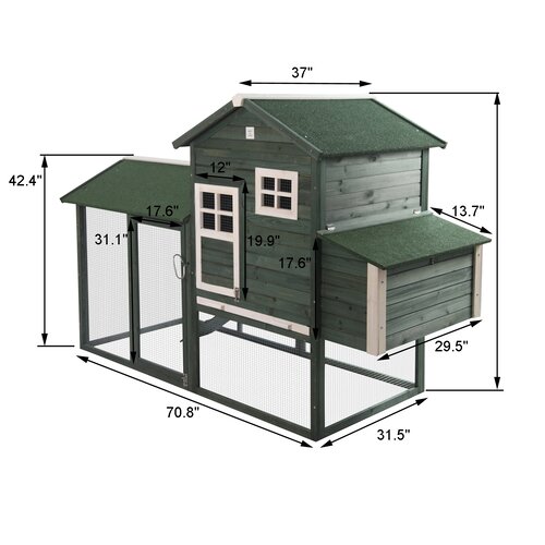 Pawhut 64 Chicken Coop Hen House W Nesting Box And Outdoor Run 0 3 